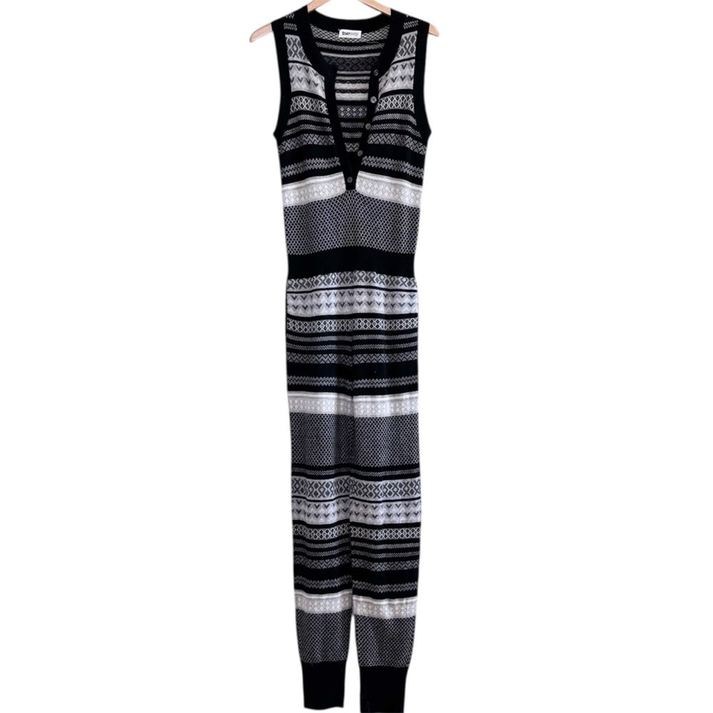 Tsesay Wool Cashmere Romper Onesie Small Medium Fair Isle Sleeveless Grey Black